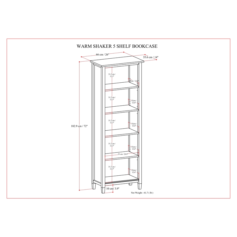 Warm Shaker SOLID WOOD 72 x 26