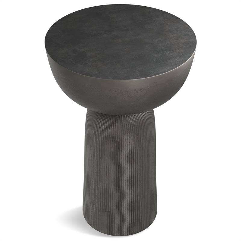 Hughes Contemporary 14 inch Wide Metal Side Table in Black Nickel