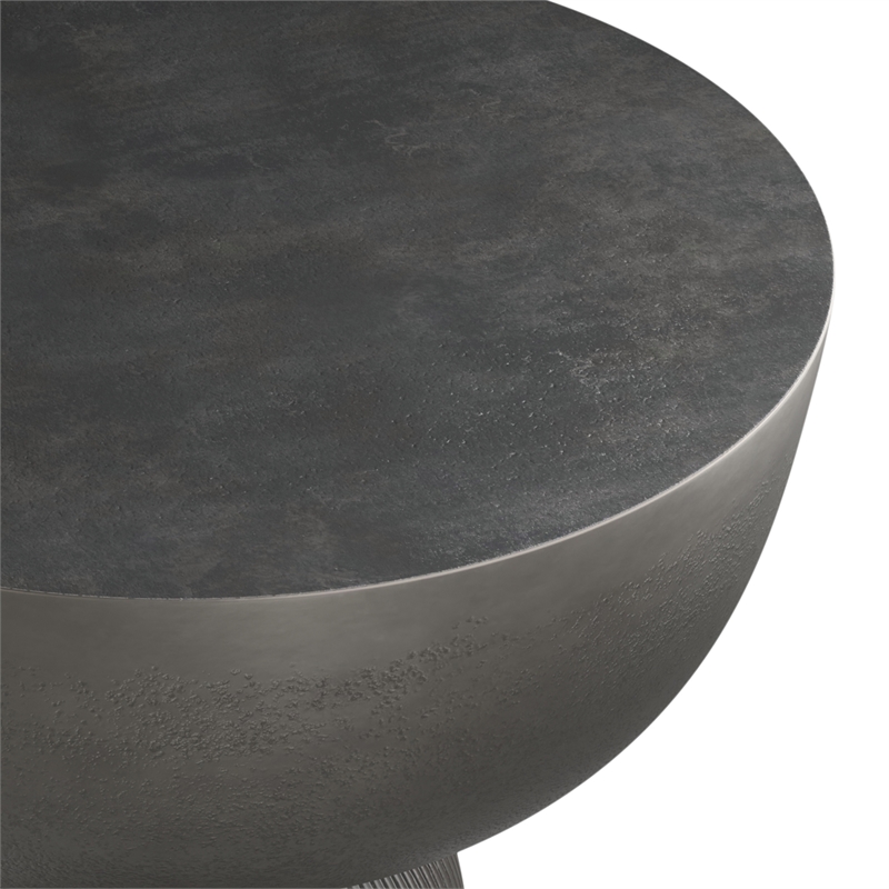 Hughes Contemporary 14 inch Wide Metal Side Table in Black Nickel