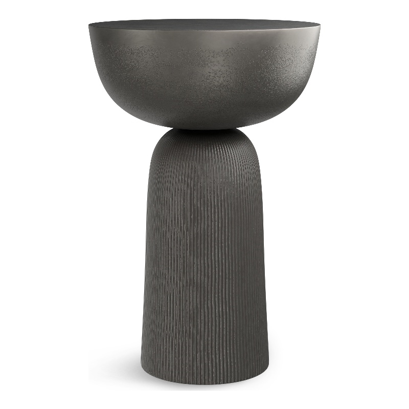 Hughes Contemporary 14 inch Wide Metal Side Table in Black Nickel