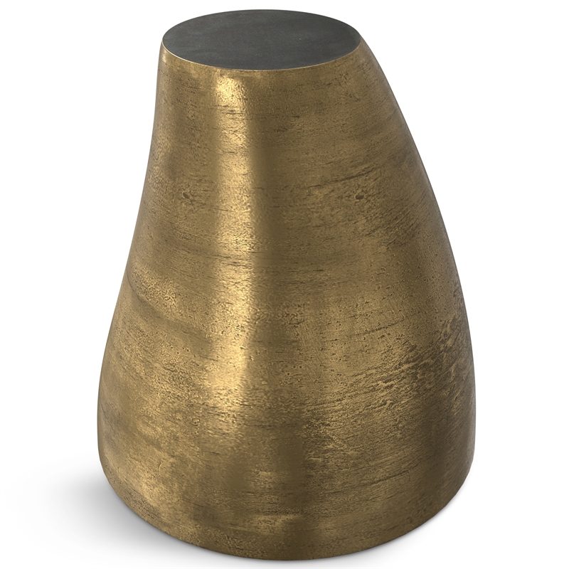 cavan contemporary 17 inch wide metal side table in antique brass