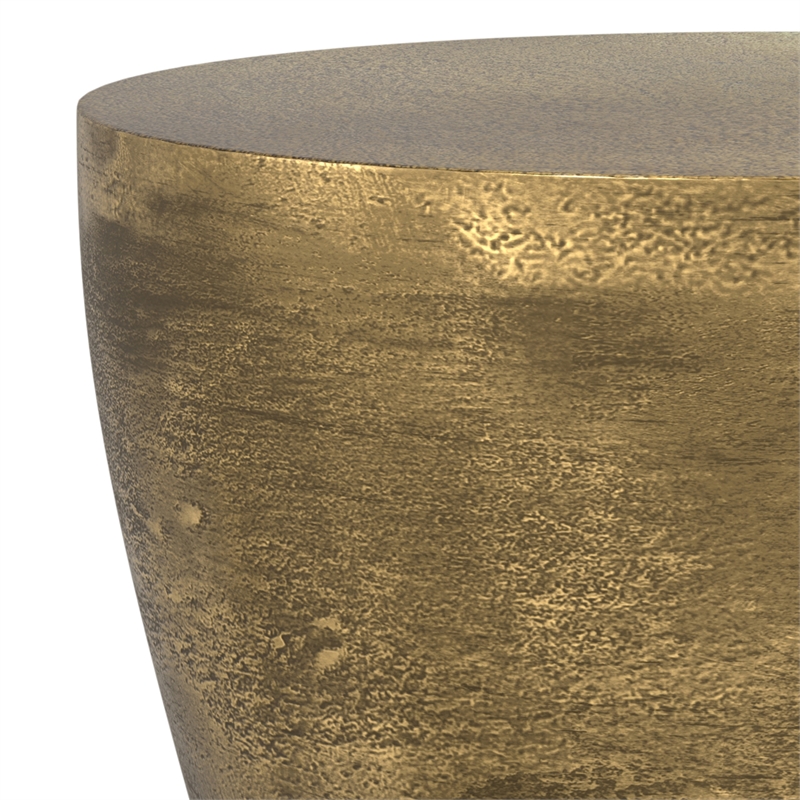 cavan contemporary 17 inch wide metal side table in antique brass