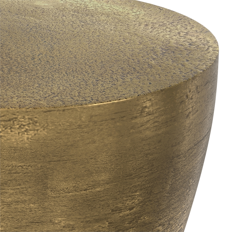 cavan contemporary 17 inch wide metal side table in antique brass