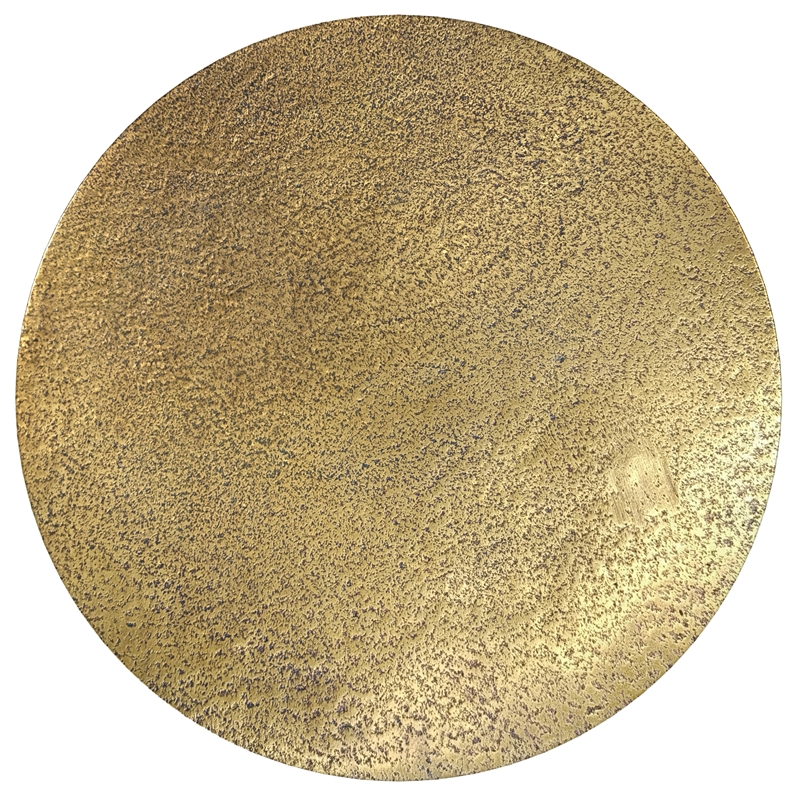 cavan contemporary 17 inch wide metal side table in antique brass