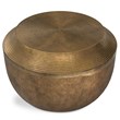 Timmons  21 inch Wide Round Contemporary Coffee Table in Antique Brass