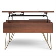 Hunter 32 inch Wide Solid Mango Wood Industrial Lift Top Square Coffee Table in Umber Brown