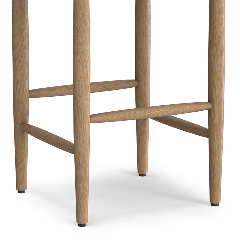 Molly Mid Century Modern Bar Stool in Natural Faux Leather & Fully Assembled