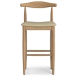 Molly Mid Century Modern Bar Stool in Natural Faux Leather & Fully Assembled