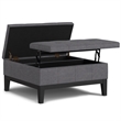 Dover 36 inch Wide Lift Top Coffee Table Storage Ottoman in Slate Gray
