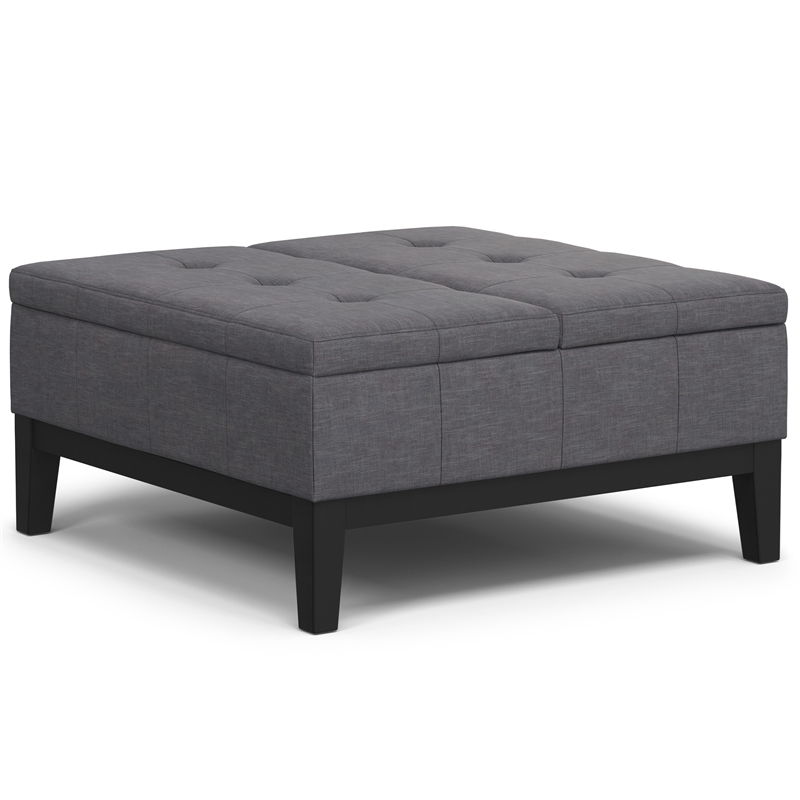 Dover 36 inch Wide Lift Top Coffee Table Storage Ottoman in Slate Gray