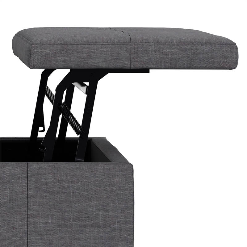 Dover 36 inch Wide Lift Top Coffee Table Storage Ottoman in Slate Gray