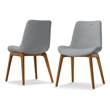 Loretta SOLID WOOD Modern Dining Chair(Setof 2) in Light Gray Linen Look Fabric