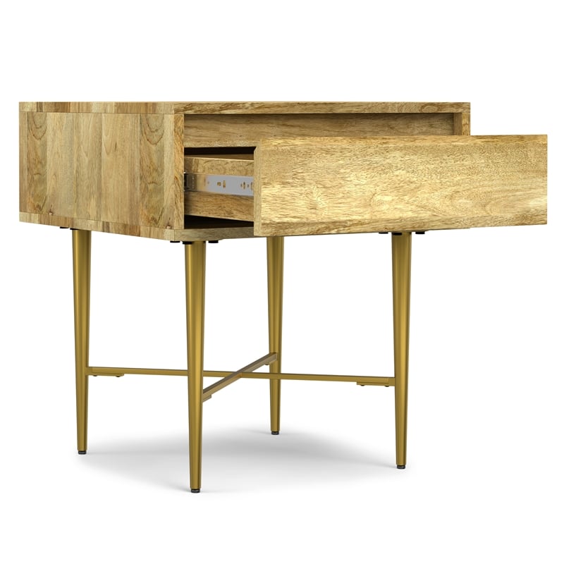 Fallon SOLID MANGO WOOD 20 inch Wide Square End Table with Drawer in Natural