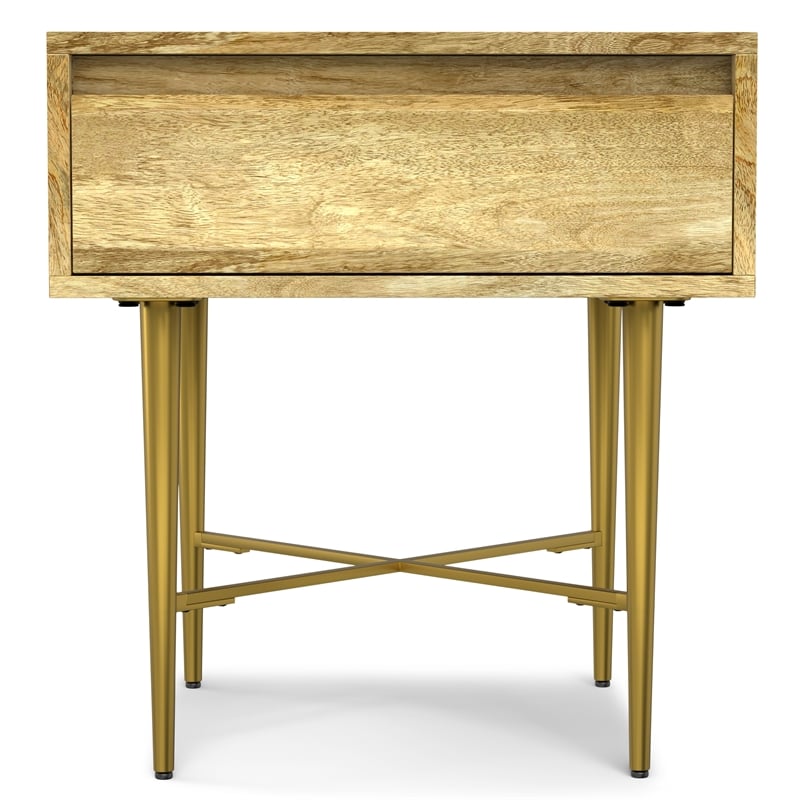 Fallon SOLID MANGO WOOD 20 inch Wide Square End Table with Drawer in Natural