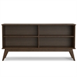 Draper SOLID HARDWOOD 30x 64inch Modern Low Bookcase in Walnut Brown