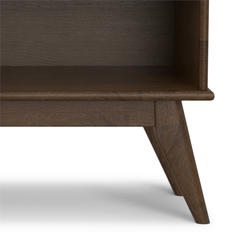 draper solid hardwood 30x 64inch modern low bookcase in walnut brown