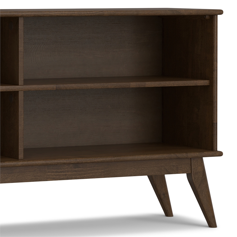 draper solid hardwood 30x 64inch modern low bookcase in walnut brown