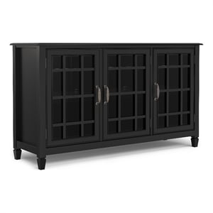Connaught SOLID WOOD 60&quot Wide Traditional Wide Storage Cabinet Buffet in Black