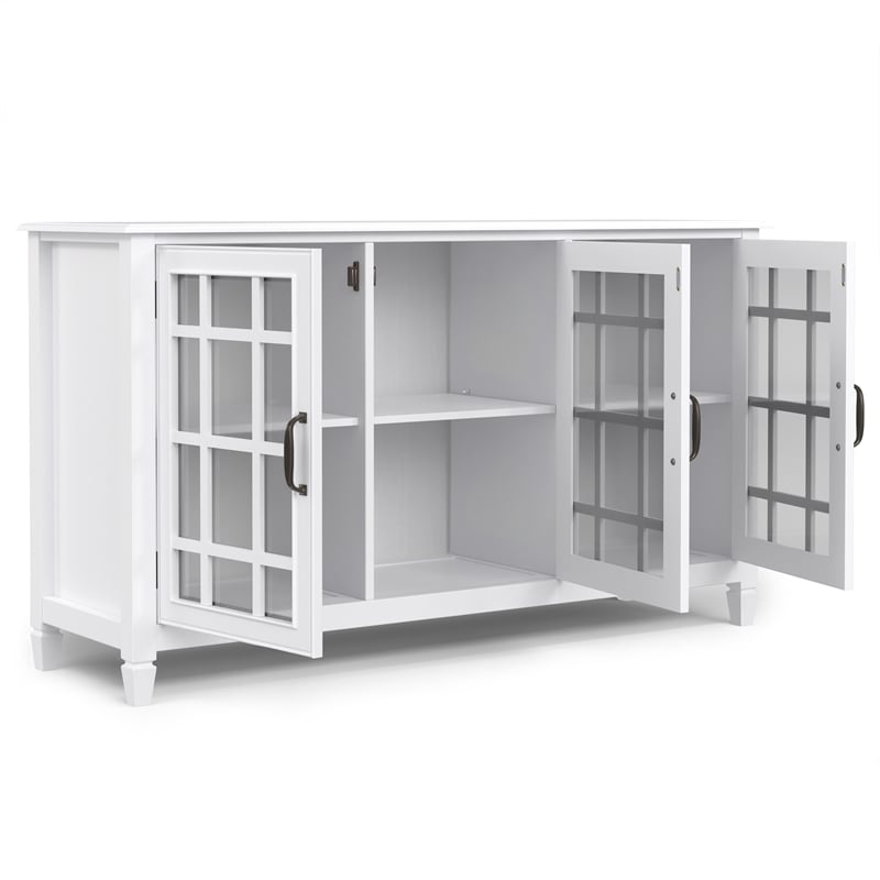 Connaught SOLID WOOD 60 inch Wide Traditional Storage Cabinet Buffet in White