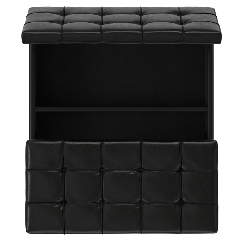 Harrison 40 inch WD Coffee Table Storage Ottoman in Black Vegan Faux Leather