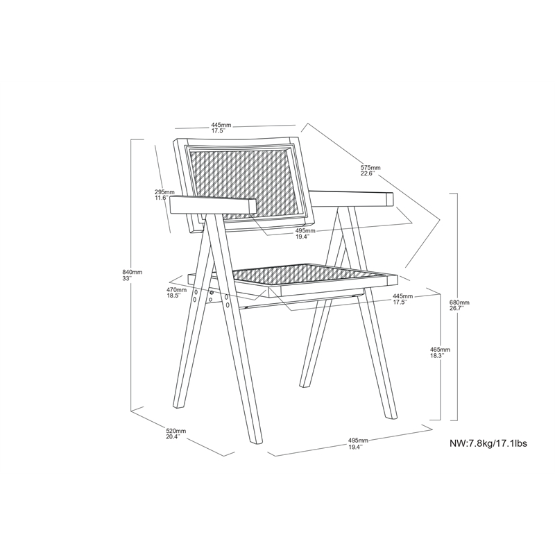 Regina  Contemporary Dining Arm Chair (Set of 2) in Black