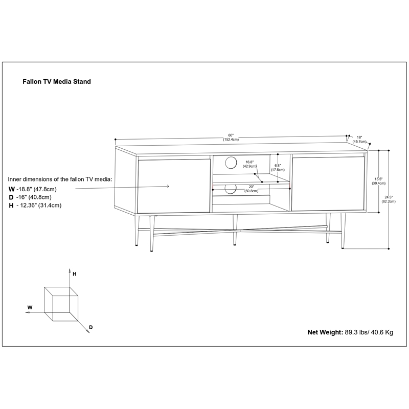 Fallon WOOD 60 inch Wide TV Media Stand in Natural For TVs up to 65 inches