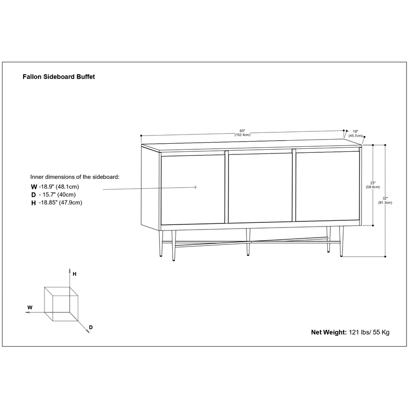 Fallon MANGO WOOD and Iron 60 x 18 inch Rectangle Sideboard Buffet in Natural