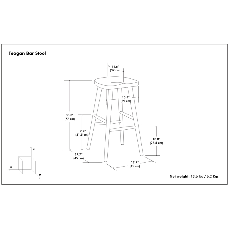 Teagan Modern Rustic 30 inch Bar Stool in Dark Walnut & Fully Assembled