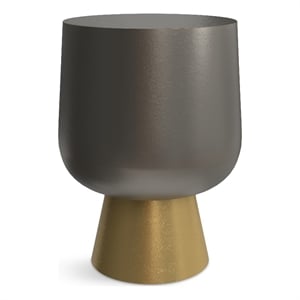 Anthony Contemporary 14&quot Wide Metal Side Table in Antique Bronze&Antique Brass