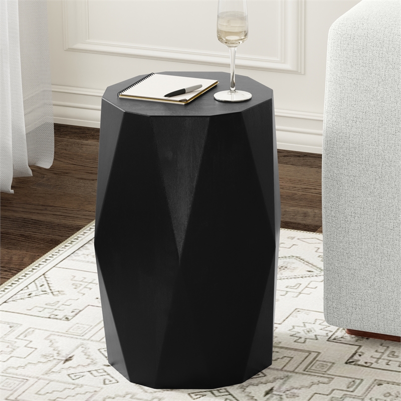 Judson 15inch Wide Solid Mango Contemporary End Table in Black & Fully Assembled