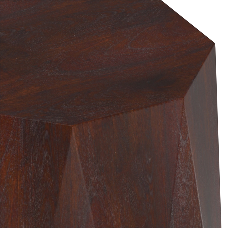 kurt acacia wood 15&quot wd polygon side table in walnut brown & fully assembled