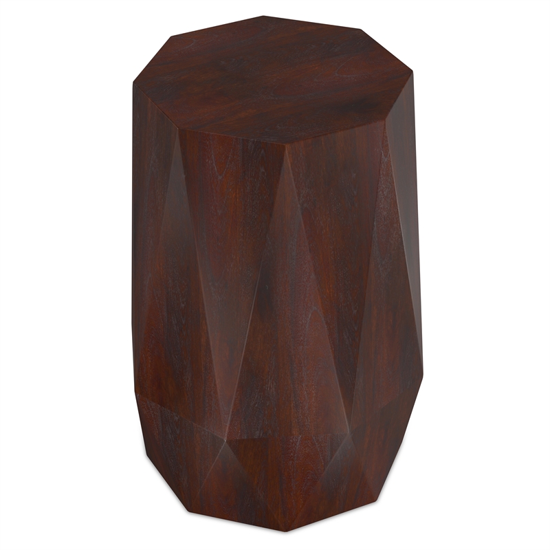 kurt acacia wood 15&quot wd polygon side table in walnut brown & fully assembled