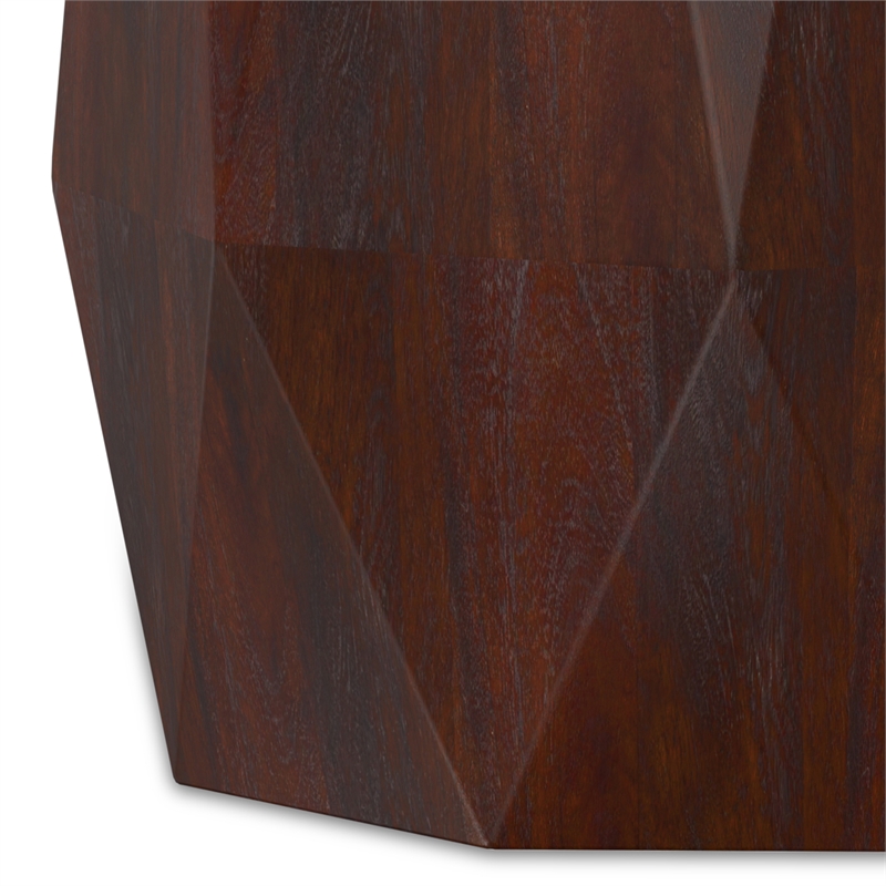 kurt acacia wood 15&quot wd polygon side table in walnut brown & fully assembled