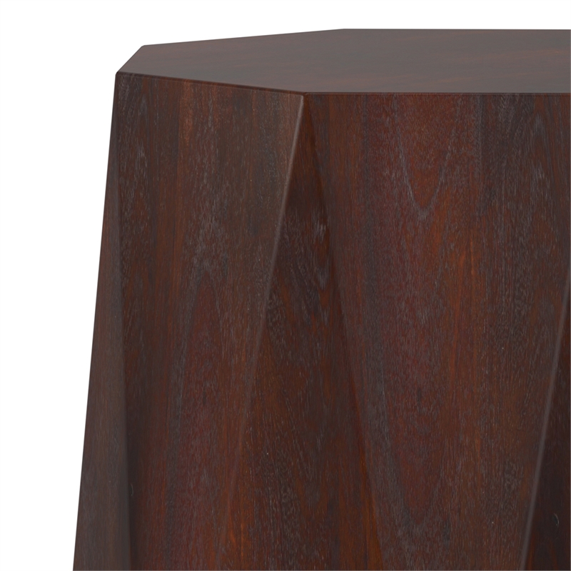 kurt acacia wood 15&quot wd polygon side table in walnut brown & fully assembled