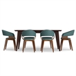 Lowell/Draper7Pc Dining Set with 6Dining Chairs in Light Blue Linen Look Fabric