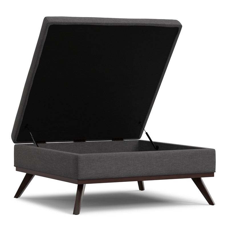 Owen 40 inch Wide Modern Square XL Coffee Table Storage Ottoman in Slate Gray