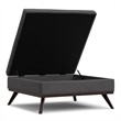 Owen 40 inch Wide Modern Square XL Coffee Table Storage Ottoman in Slate Gray