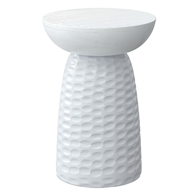 Boyd 13 inch Wide Solid Wood Contemporary Accent Table in White & Assembled
