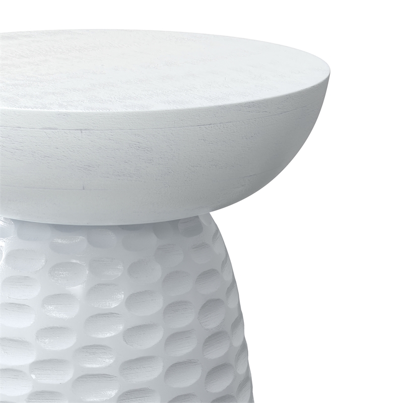 Boyd 13 inch Wide Solid Wood Contemporary Accent Table in White & Assembled