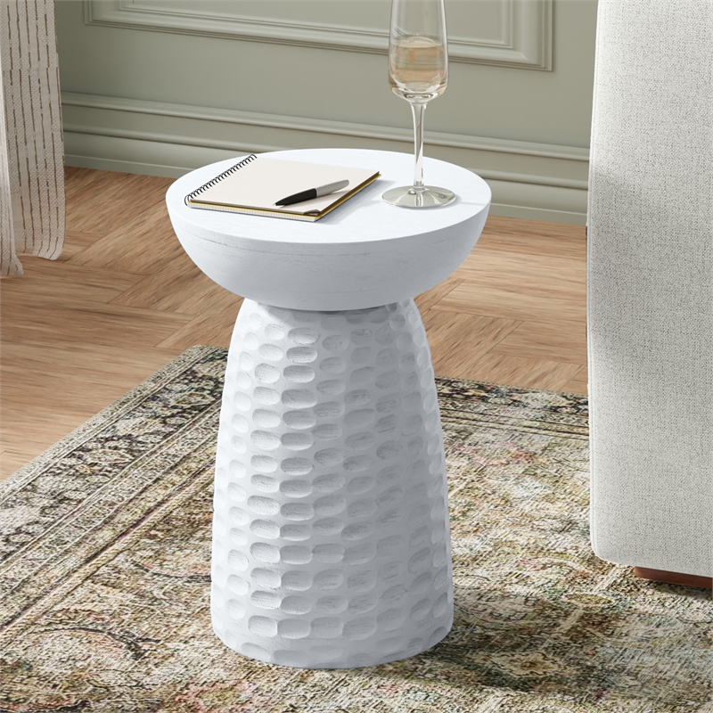 Boyd 13 inch Wide Solid Wood Contemporary Accent Table in White & Assembled