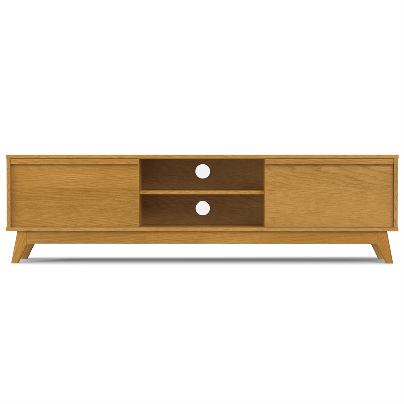 Lennon  72 inch Wide Mid Century Modern TV Media Stand in Oak Veneer