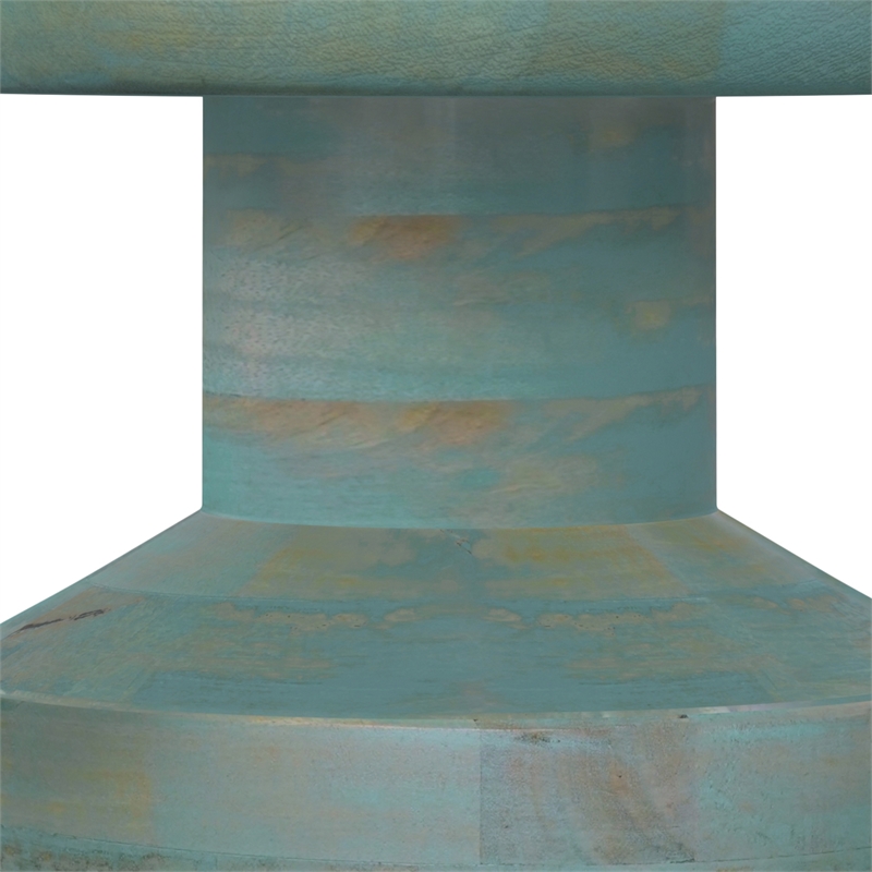 Haynes 16 inch Wide Solid Mango Boho Accent Table in Teal Wash & Assembled