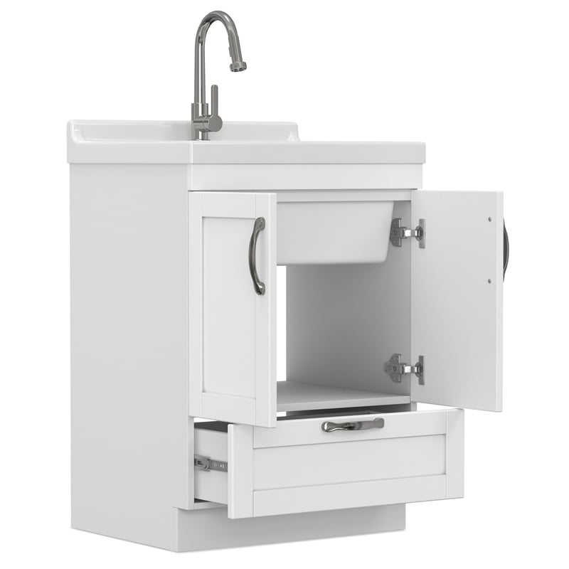 Maile 24-inch Utility Sink & Cabinet in Pure White