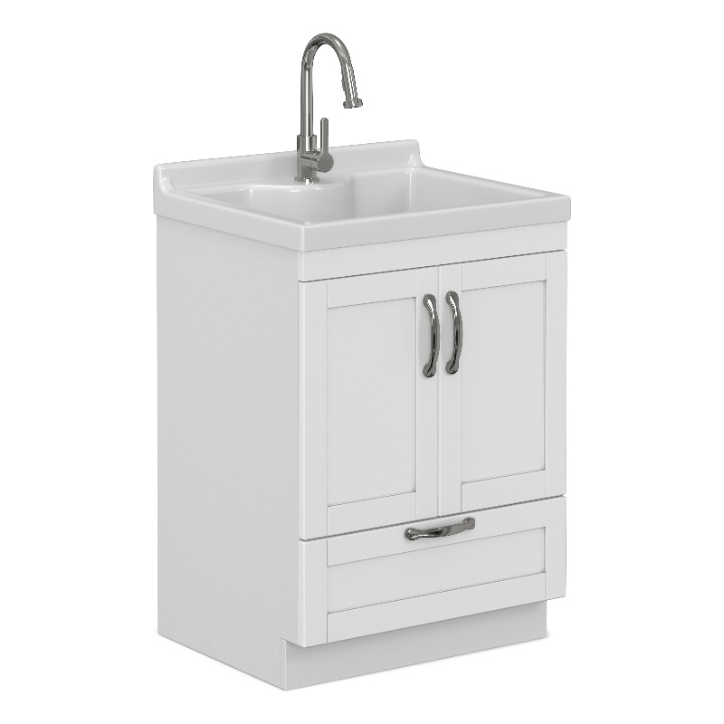 Maile 24-inch Utility Sink & Cabinet in Pure White