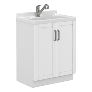 Kyle 28-inch ABS Utility Sink & Cabinet in Pure White