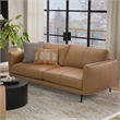Stevens Modern 81 inch Wide Sofa in Butternut Brown Genuine Leather
