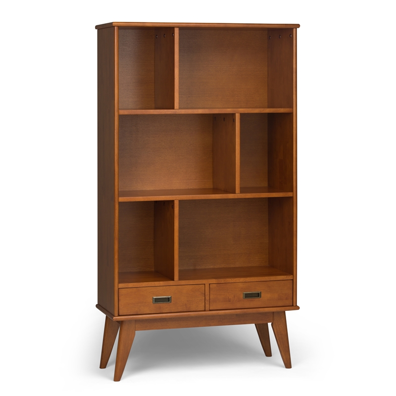 Draper 35W 6 Cubbie Bookcase with Drawer (Set of 2) in Teak Brown