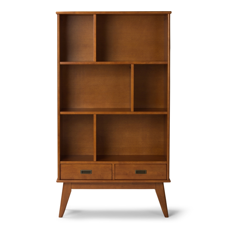 Draper 35W 6 Cubbie Bookcase with Drawer (Set of 2) in Teak Brown