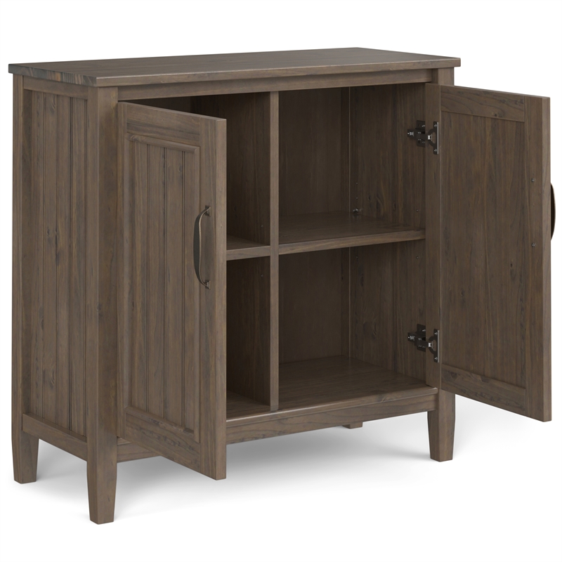 Lev SOLID WOOD 32 inch Wide  Storage Cabinet with Doors Set of 2 in Smoky Brown