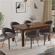 Lowell & Wilson 7-Piece Dining Set in Charcoal Gray Linen Look Fabric